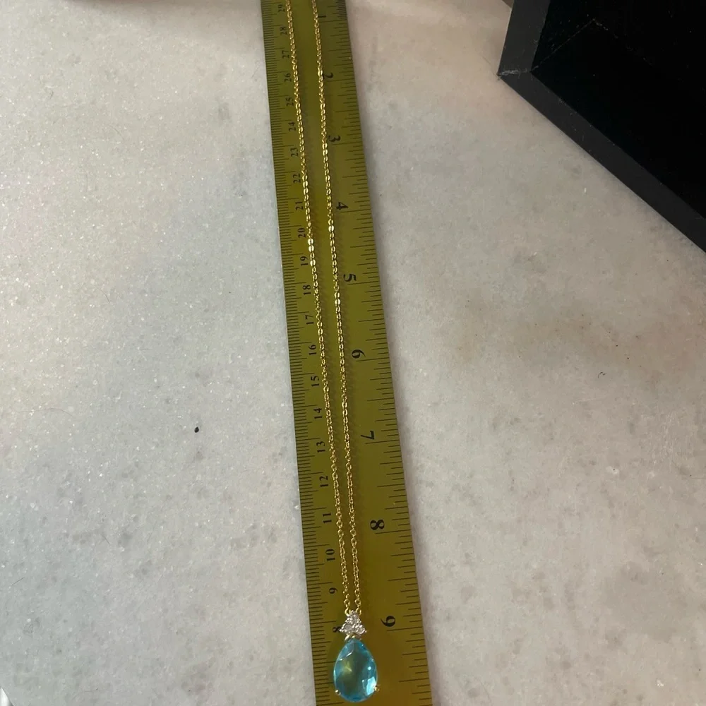 14 KGE Lind ESPO VTG necklace teardrop shape blue stone - Picture 2 of 5